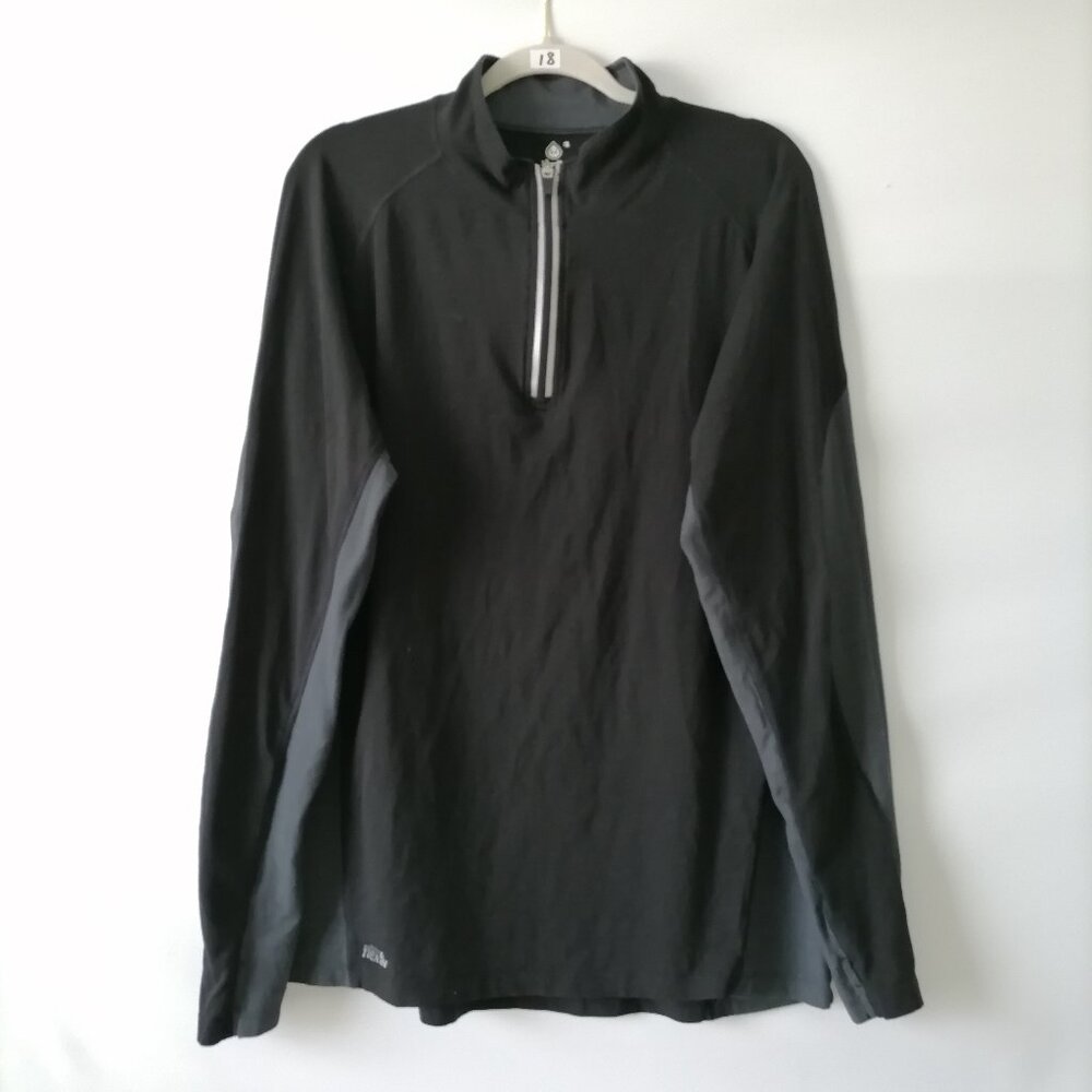 Thriv Mens Black Gray Raglan Sleeve 1/4 Zip Pullover Sweatshirt Size XL